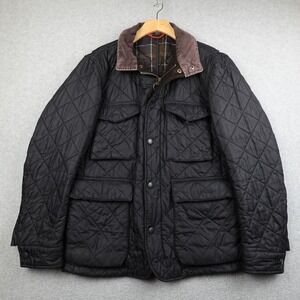 Barbour Quilted Puffer Jacket Mens Small Navy Blue Full Zip Outdoor Some Flaws